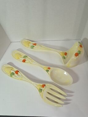 Vintage Arnels Mushroom Spoon, Fork & Ladle Ceramic Wall Hangings Large